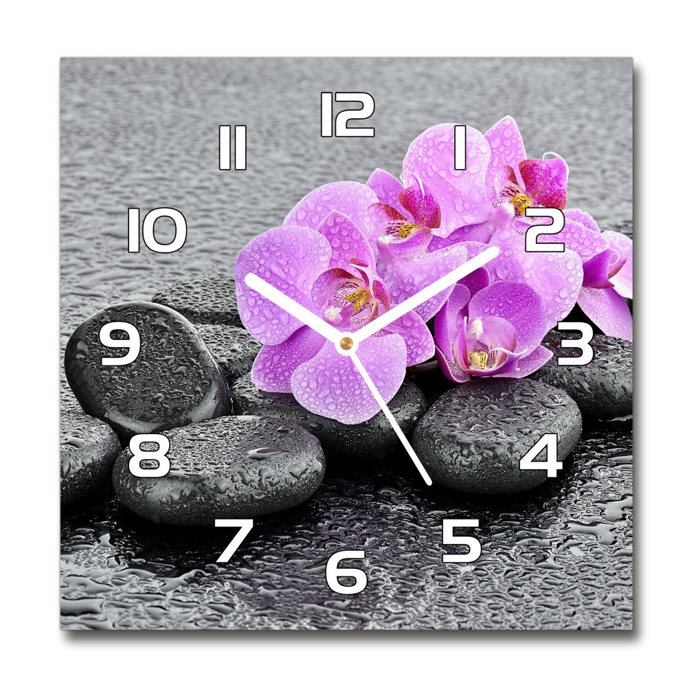 Square wall clock Stones orchids