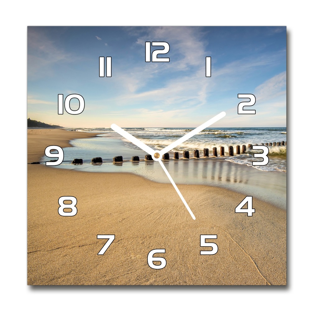 Square wall clock Beach on the Baltic Sea