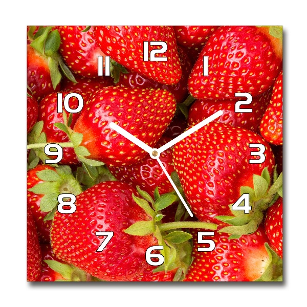 Square kitchen clock Strawberries