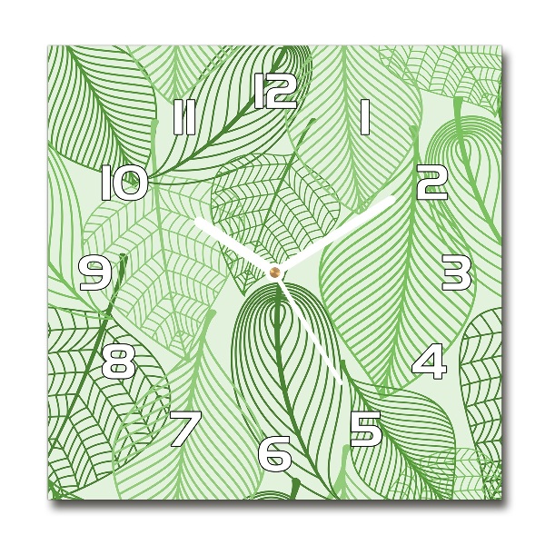 Square kitchen clock Pattern leaves