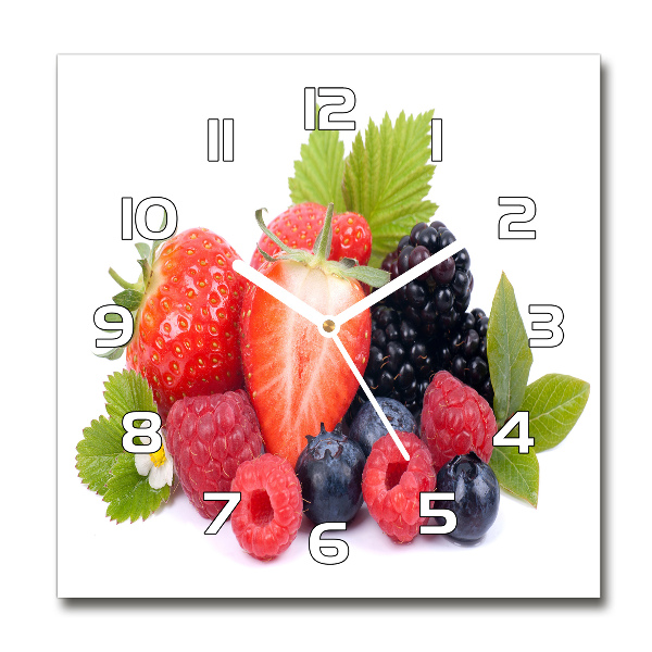 Square glass wall clock Forest fruits