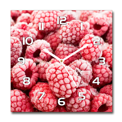 Square glass wall clock Frozen raspberries