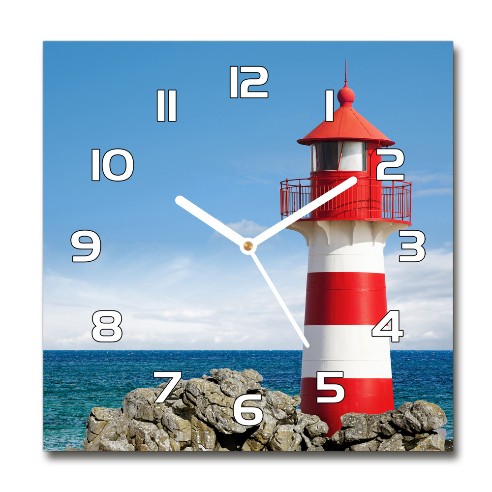 Square glass wall clock Lighthouse