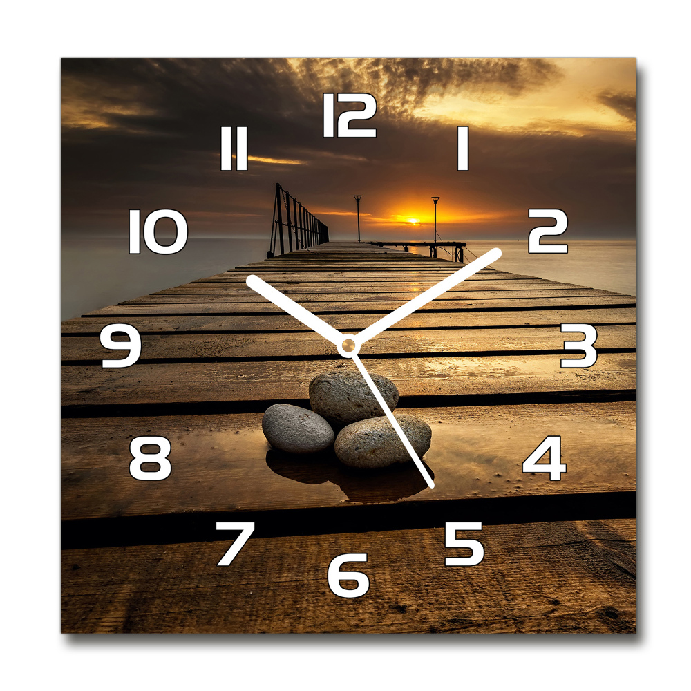 Square kitchen clock Wooden pier