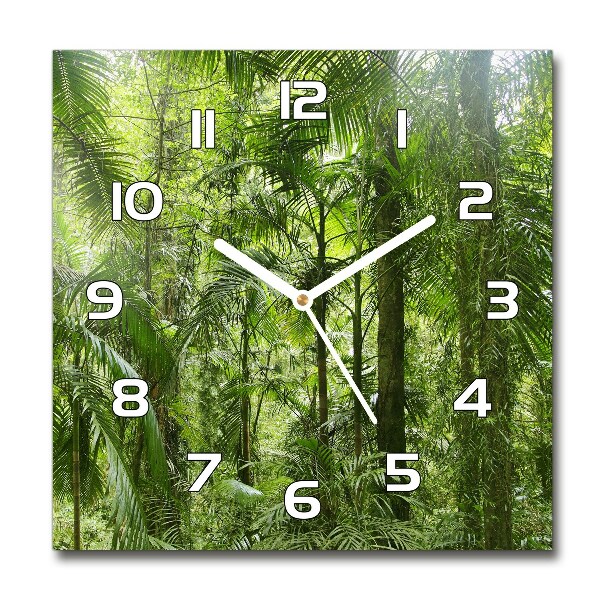 Square kitchen clock tropical forest