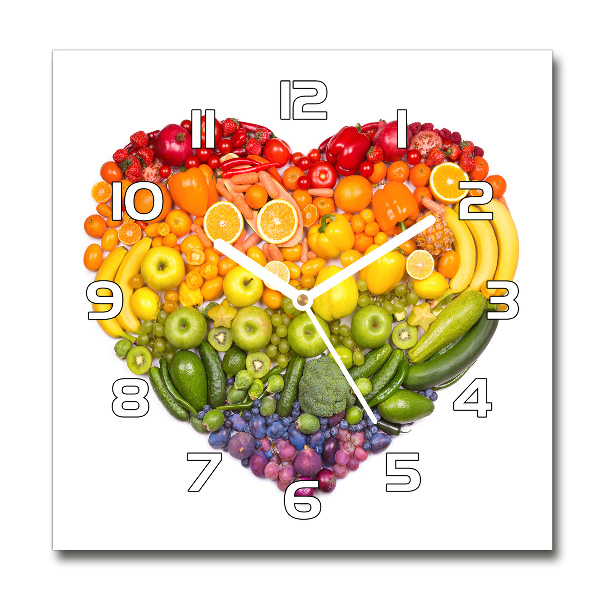 Square kitchen clock Vegetable heart