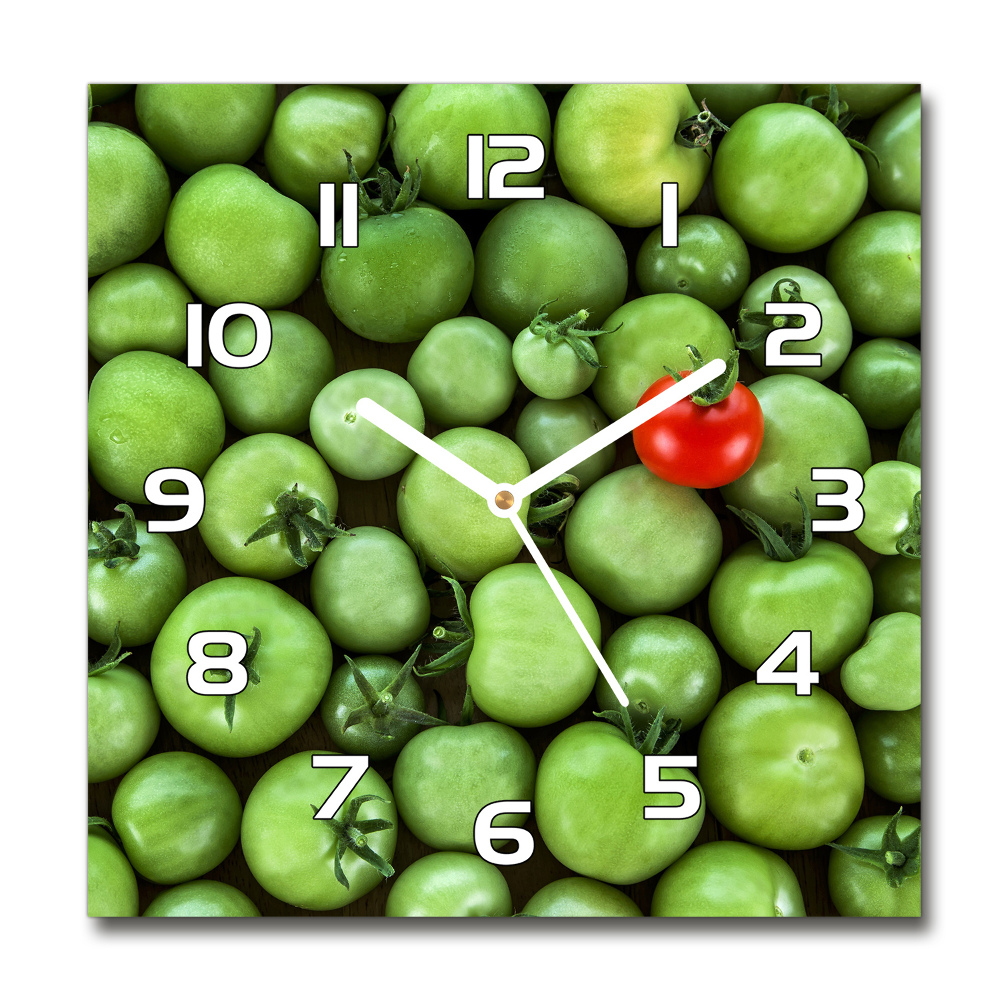 Square kitchen clock Mature tomato