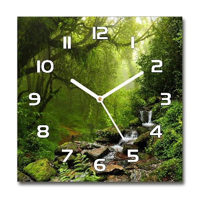 Square glass wall clock Jungle in Nepal