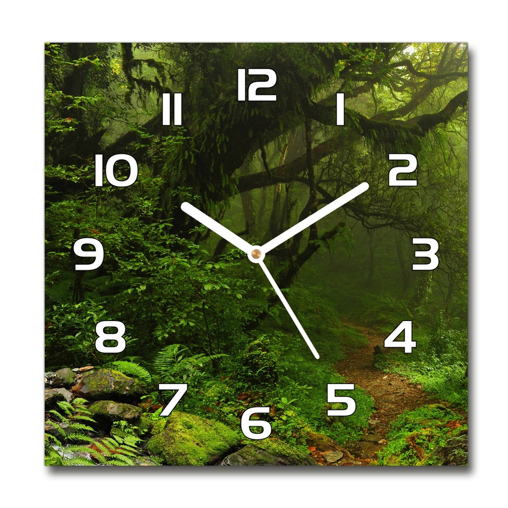 Square glass clock Jungle in Nepal