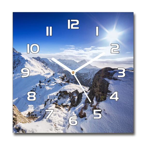 Square glass clock Tatra peak