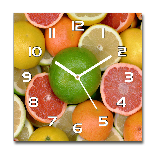 Square wall clock Citrus fruits