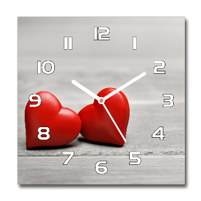 Square wall clock Hearts on wood