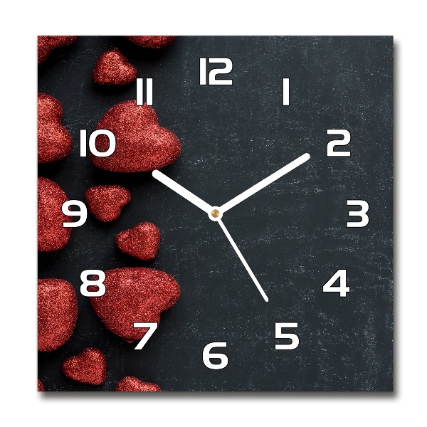 Square wall clock Hearts on the board