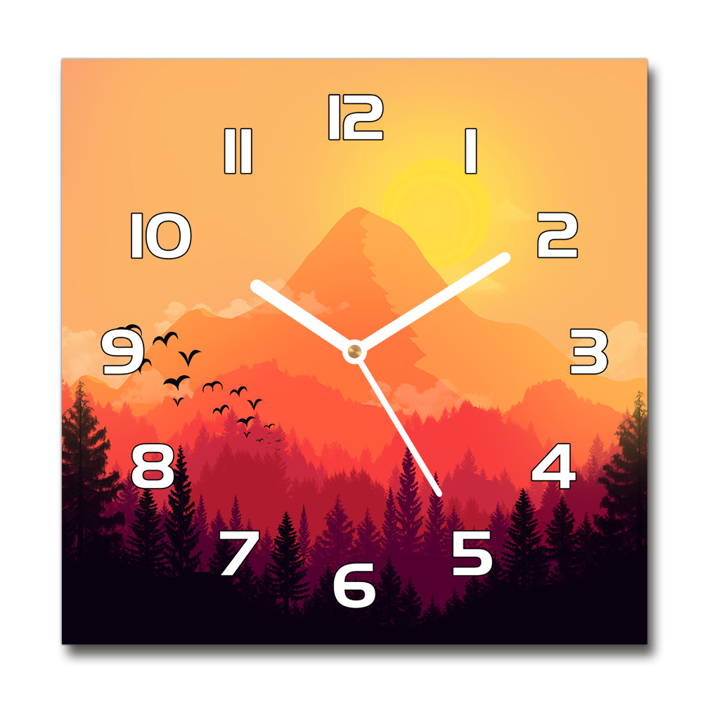 Square wall clock Mountain landscape