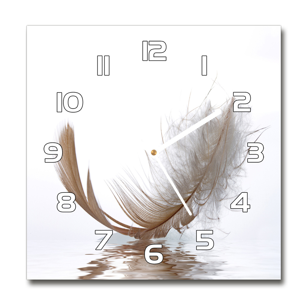 Square wall clock Feather on the water