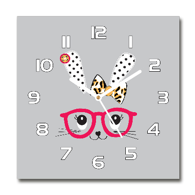 Square wall clock Rabbit with glasses