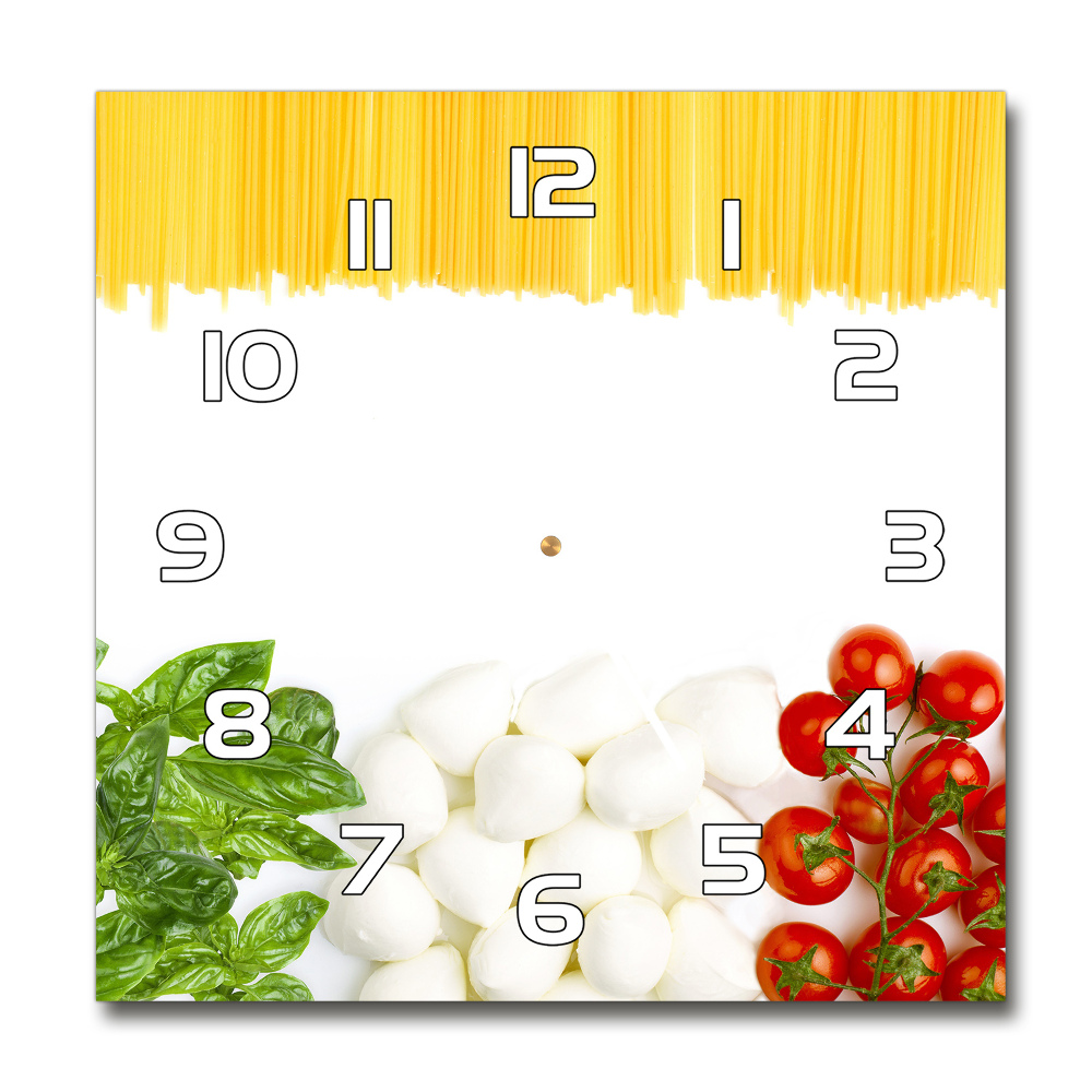 Square glass wall clock Italian flag