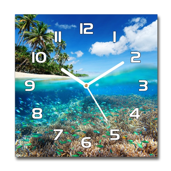 Square wall clock Coral reef