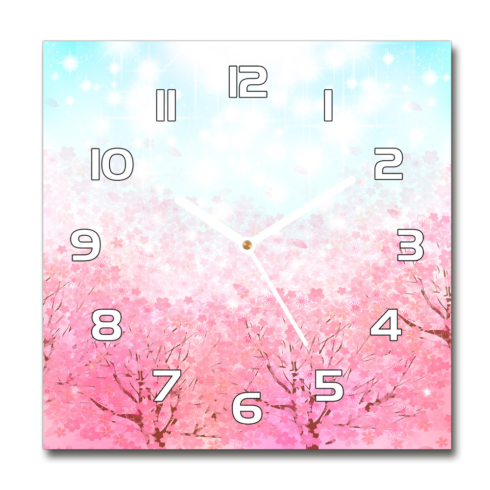 Square kitchen clock Cherry blossoms