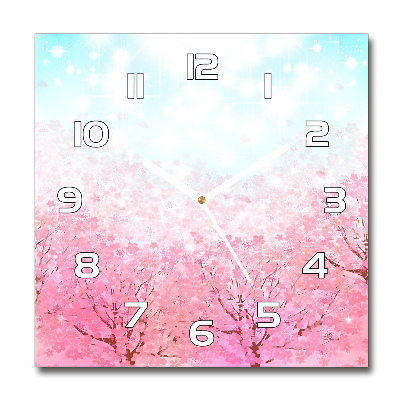 Square kitchen clock Cherry blossoms