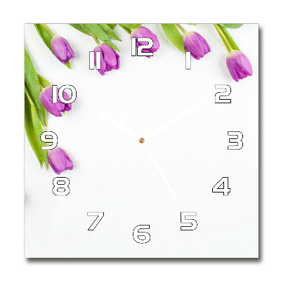 Square kitchen clock Violet tulips