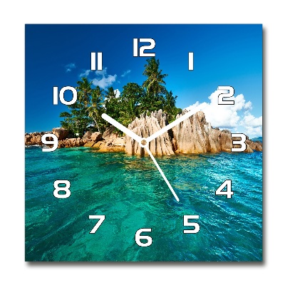 Square glass clock Tropical island