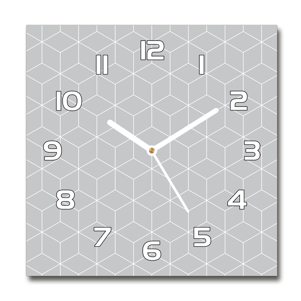 Square glass wall clock Geometric background