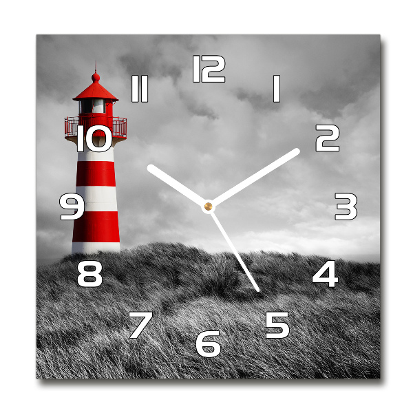 Square glass clock Lighthouse