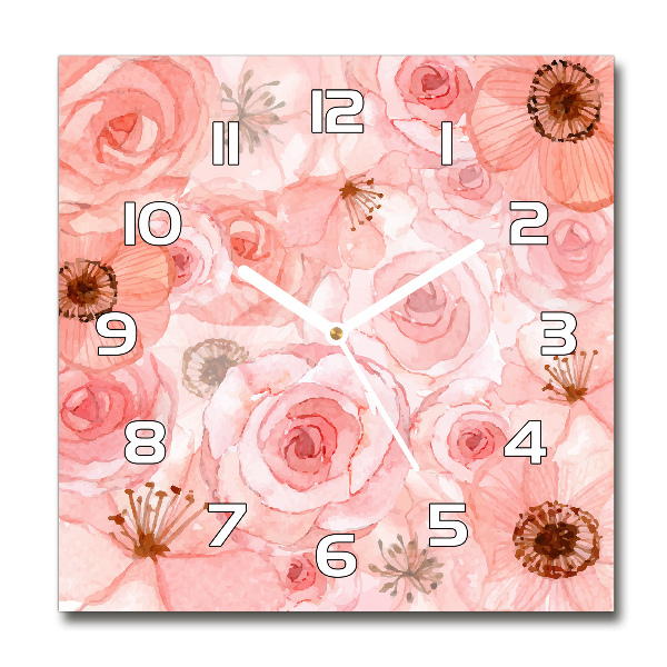 Square kitchen clock Floral pattern