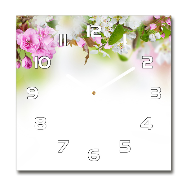 Square wall clock Spring flowers