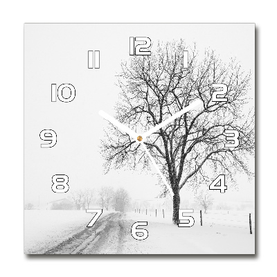 Square wall clock Winter tree