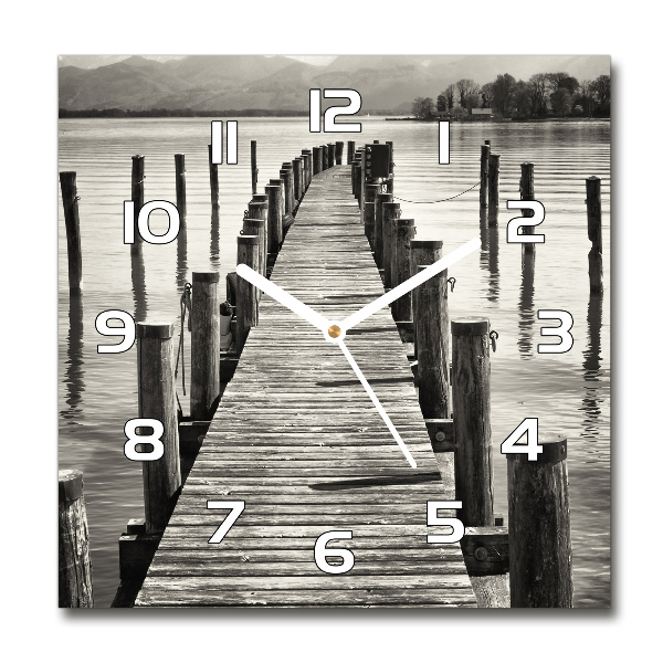 Square kitchen clock Wooden pier