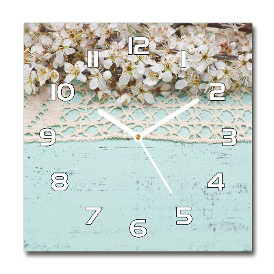 Square kitchen clock Cherry blossoms