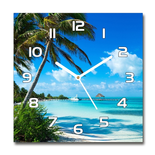 Square kitchen clock Tropical beach