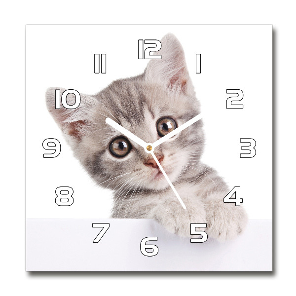 Square wall clock Gray cat