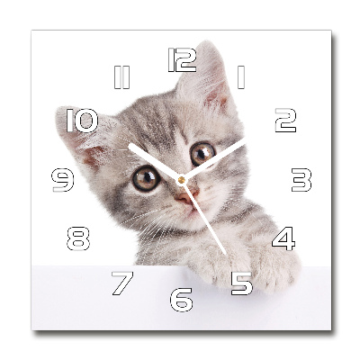 Square wall clock Gray cat