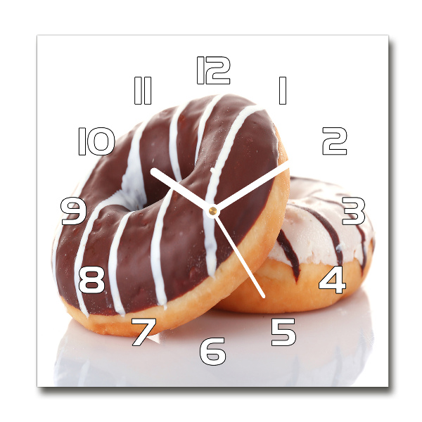 Square kitchen clock Donats with chocolate