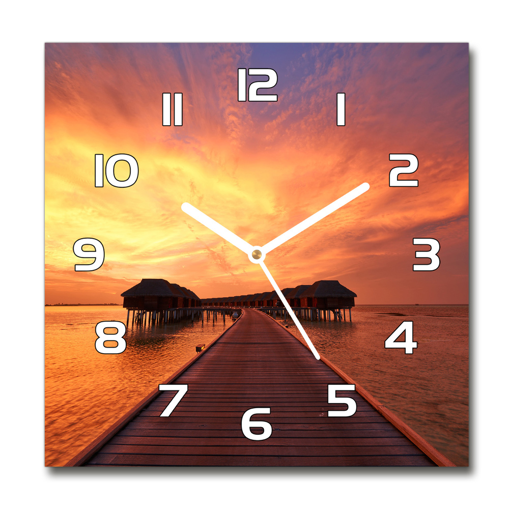 Square wall clock Bungalowy Maldives