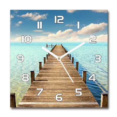 Square wall clock Wooden pier