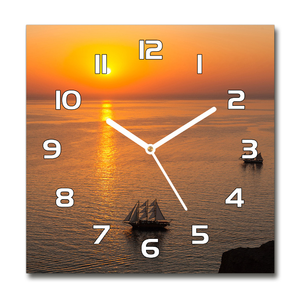 Square wall clock Sunset sea