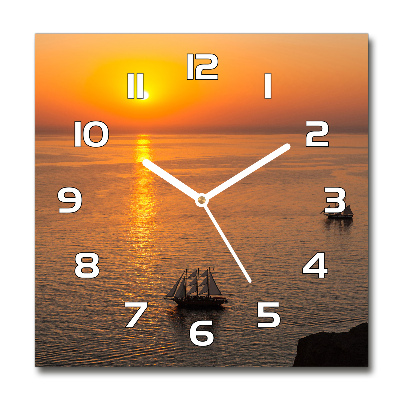 Square wall clock Sunset sea