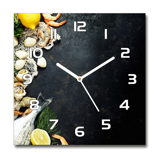 Square wall clock Seafood