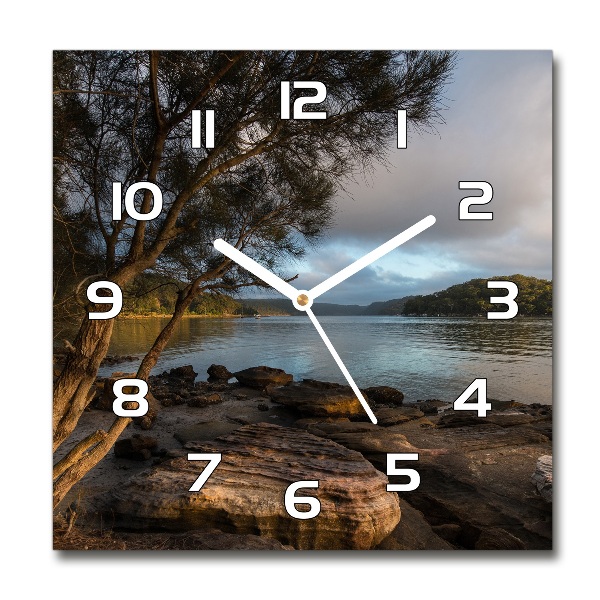 Square wall clock Tree by the river