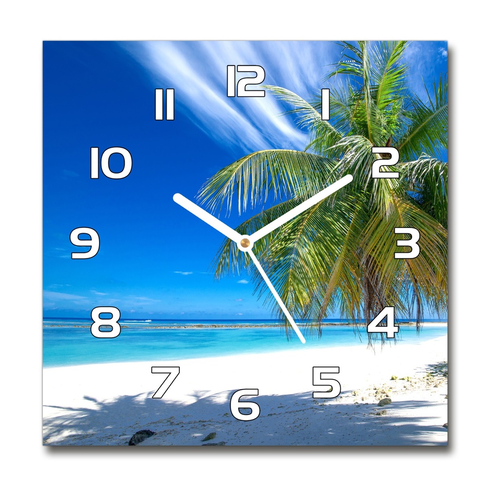 Square wall clock Tropical beach