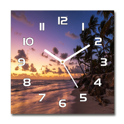 Square glass clock West on the beach