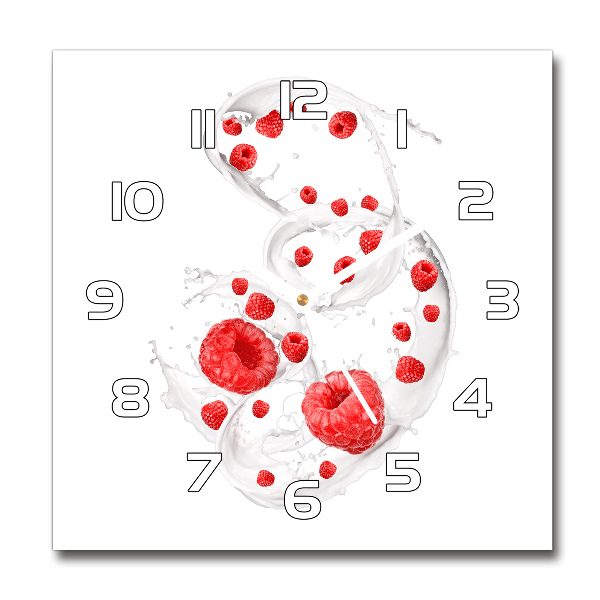 Square wall clock Raspberries with milk