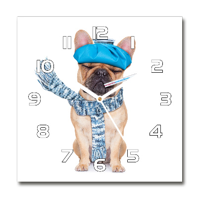 Square wall clock Sick dog