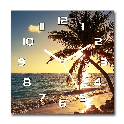 Square wall clock Tropical beach