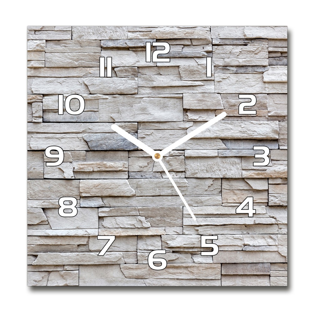 Square glass clock Stone wall