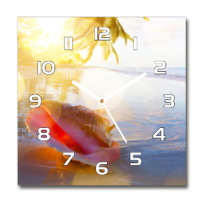 Square wall clock Beach shell